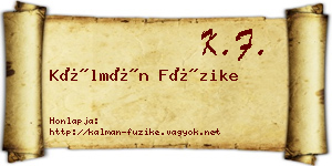 Kálmán Füzike névjegykártya